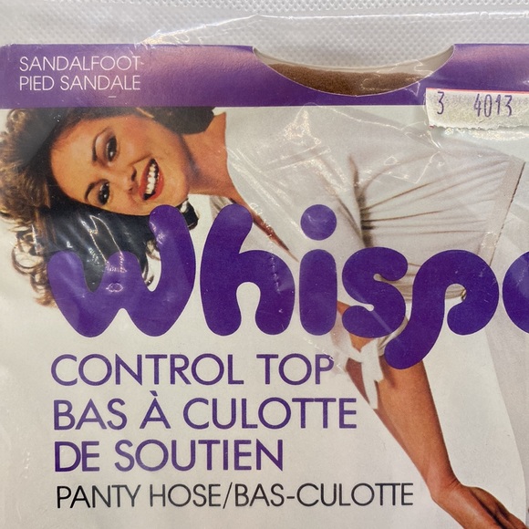 Whisper Control Top Pantyhose Nylons Spice Size Medium 6855 Sandalfoot - Picture 2 of 9